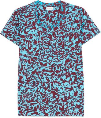 Dries Van Noten Blue All Over Print Crew Neck T-Shirt