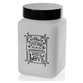 Trade Shop Trade Shop - Barattolo Contenitore Vetro Bianco Quadrato Moderno Satinato 1,5lt 17cm 833519