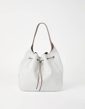 Brunello Cucinelli Off White Cotton Linen Bag