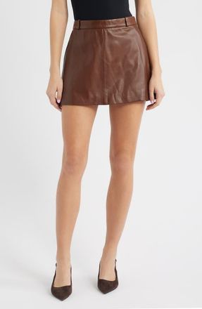 Frame Denim The Leather Miniskirt in Dark Brown at Nordstrom, Size 10