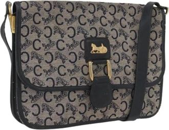 Celine Pre-owned Vintage Macadam Canvas Shoulder Bag - Dames - Vintage Schoudertas - Blauw - ONE Size - Leer - Vintage