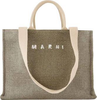Marni Raffia-Effect Fabric Shopping Tote
