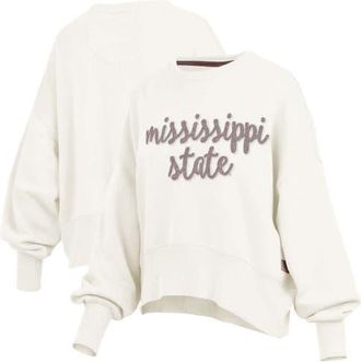 Pressbox Womens Pressbox Cream Mississippi State Bulldogs Chelsea Oversized Pullover Sweatshirt at Nordstrom, Size Xx-Large