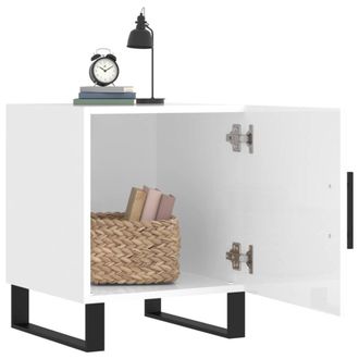 Berkfield Home Modern Bedside Cabinets 2 pcs High Gloss White 40x40x50 cm Engine | Size: 40 x 40 x 50 cm