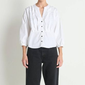 Nation Ltd Amelia Ruffle Shirt In Porcelain