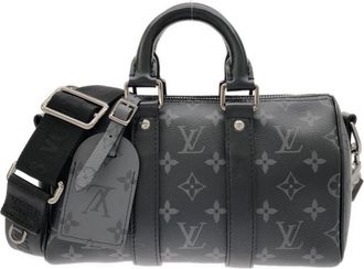 Louis Vuitton Monogram Eclipse Black Gris Coated Canvas Boston Bag (Pre-Owned)