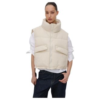 Estro & Luminara Vests, female, Beige, Size: M Premium Down-Filled Sleeveless Jacket