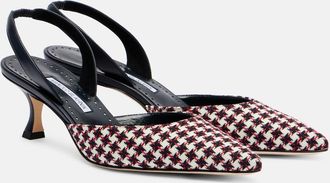 Manolo Blahnik Pumps slingback Carolyne 50 pied-de-poule
