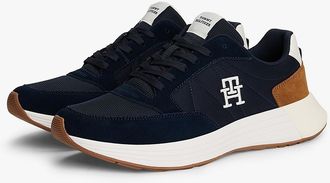 Tommy Hilfiger Mens Suede Mix Runner Sneaker - Navy/Highland Khaki - US 11.5 / EU 45
