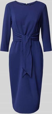 Adrianna Papell Knielanges Cocktailkleid mit Knoten-Detail in Dunkelblau, Gr&ouml;&szlig;e 34