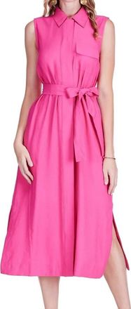 Jade Yoga Womens Pocket Slit Midi Shirtdress In Fuchsia