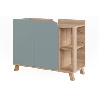 Vicco Mueble bajo lavabo Karen, Sonoma/azul, 80 x 65 cm con 2 puertas