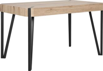 Beliani Mesa De Comedor Tapa De Mdf Color Madera Clara Patas De Metal Negro 130 X 80 Cm 4 Plazas Rectangular Industrial Cambell