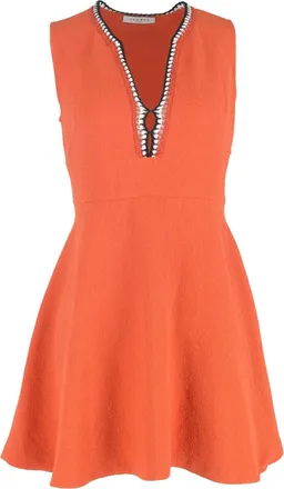 Sandro Sandro mini-jurk met diepe V-hals in oranje polyester