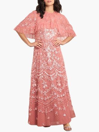 Needle & Thread Freya Cape Ankle Gown in Misty Rose at Nordstrom, Size 14