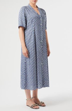 Marina Rinaldi Ranch Geo Print Shirtdress in White at Nordstrom, Size 14W
