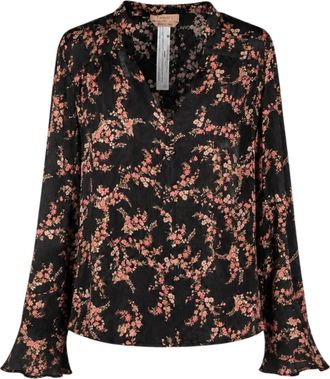 Twinset Blouse in creponne satin with floral print - Dames - Blouses - Veelkleurig - S - Polyester - Overhemden