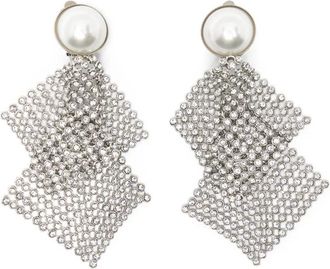 Rosantica Frizz embellished clip-on earrings - women - Brass/Aluminium/Resin/Crystal - One Size - Silver