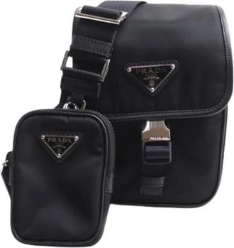 Prada Vintage, unisex, Zwart, ONE Size, Leer, Pre-owned Vintage Pouch Shoulder Bag