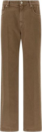 Brunello Cucinelli Contemporary Loose Broeken - Dames - Regular Fit Jeans - Bruin - 2XS - Katoen - Jeans