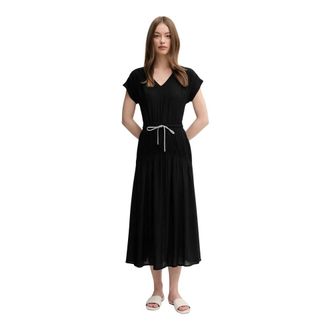 La Petite Francaise Rayan Midi Jurk - Dames - Casual kleedjes - Zwart - XS - Rayon - Kleedjes