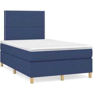 vidaXL Cama Box Spring Con Colch&oacute;n Tela Azul 120x190 Cm Vidaxl