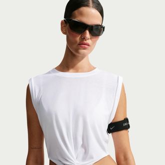 Nike Womens SKIMS Performance Cotton Blend Cropped Twist Tank Top in White | IV6645-125
