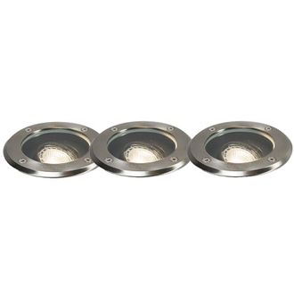 QAZQA Moderno Set De 3 Focos De Suelo Para Exterior De Acero Regulables Ip65 - Delux Acero Inoxidable /vidrio /pl&aacute;stico Redonda Adecuado Para Led Max. 1 X 5