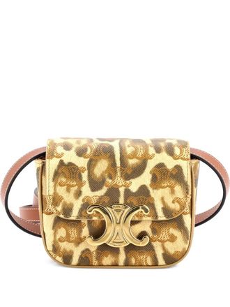 Celine Claude Printed Triomphe Coated Canvas Mini shoulder bag - Beige