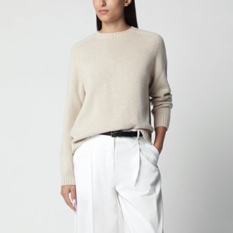Loro Piana Maglione girocollo beige m&eacute;lange in cashmere