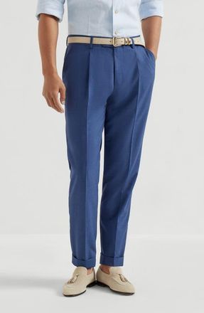 Brunello Cucinelli Trousers with pleats in Royale Blue at Nordstrom, Size 44 It