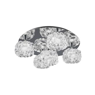 Netlighting O2 Flush Cluster Ceiling 5 Light G9 Polished Chrome in Grey