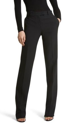 Michael Kors Carolyn Double Face Crepe Straight Leg Pants in Black at Nordstrom, Size 4