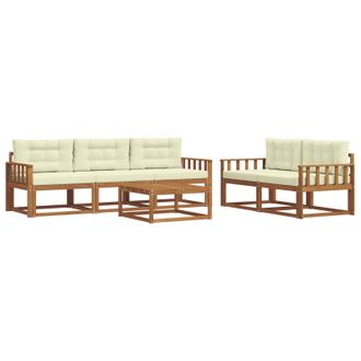 vidaXL Conjunto De Sof&aacute;s De Exterior Con Coj&iacute;n 6 Pcs Natural Y Crema Vidaxl