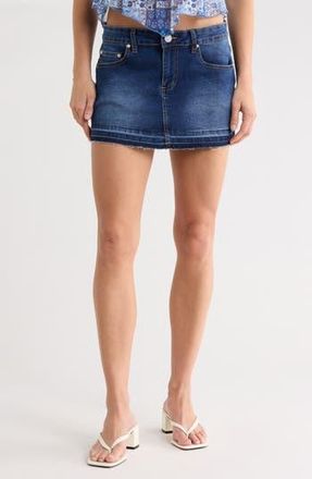 Madden Girl Raw Hem Denim Miniskirt in Dark Rinse at Nordstrom Rack, Size X-Large