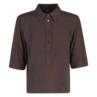 Seventy Bi-material Polo Shirt - female - Seventy - Polo Shirts - Brown - S - Tops