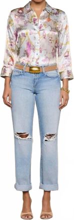L'agence Ashby Low Rise Slouch Straight Denim Jean In Fontana Destruct