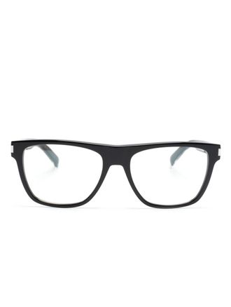 Saint Laurent Eyewear Occhiali squadrati con logo inciso - Nero