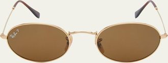 Ray-Ban 51mm Oval Metal Polarized Sunglasses