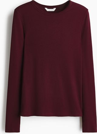 H&M Geripptes Baumwollshirt - Red
