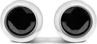 House of Brilliance Silver 5 3/4 Cttw Round Brilliant-Cut Black Diamond Bezel-Set Stud Earrings in White at Nordstrom
