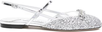 Jimmy Choo London Womens Belinda Sb Flat - Silver Leather - Size EU 36