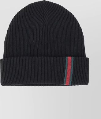 Gucci ribbed wool beanie featuring stripe web detail
