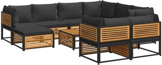 vidaXL Set De Sof&aacute;s De Jard&iacute;n Con Cojines 10 Pzas Madera Maciza Acacia Vidaxl