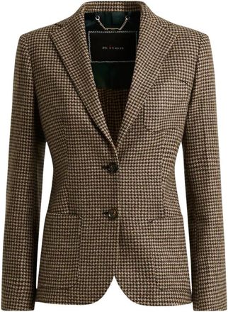 Kiton Kasjmier Houndstooth Blazer - Dames - Blazers - Beige - XS - Kasjmier - Jassen