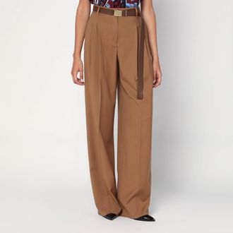 Max Mara Hazelnut wool canvas trousers