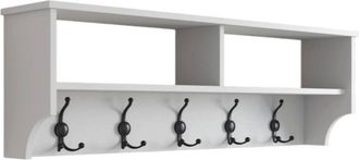 Dmora Dmora - Appendiabiti Murasaki, Attaccapanni, Portabiti multiuso, Appendiabiti da parete, 120x22 h37 cm, Bianco