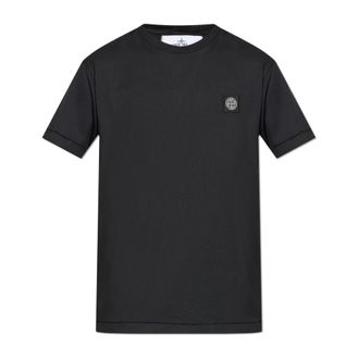 Stone Island Logo Patch T-Shirt - Heren - T-shirts - Zwart - S - Katoen - Tops
