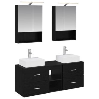 vidaXL Juego De Muebles De Ba&ntilde;o 5 Pcs Roble Negro Vidaxl