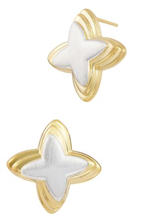 Savvy Cie Jewels GOLD AND RHODIUM PLATED TWO TONE STAR STUD EARRING